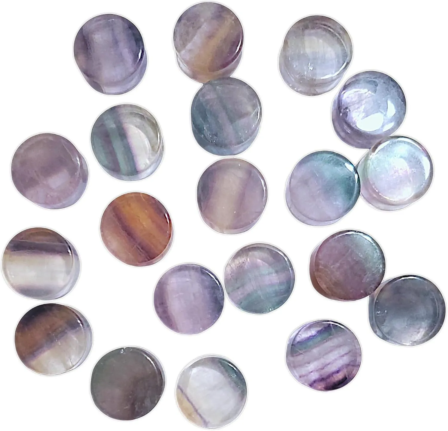 Pair (2PCS) LIGHT COLORED CLEAR FLUORITE STONE PLUGS Double Flare Organic Gauges Ear Tunnels 9269