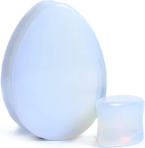 Pair (2PCS) OPALITE TEARDROP STONE PLUGS Double Flare Gauges Organic Moonstone White Clear Tunnels 9170