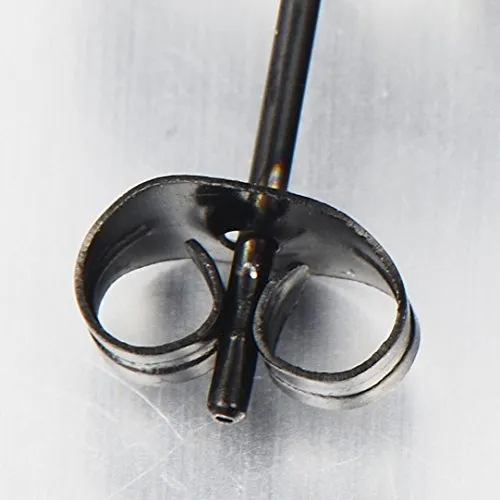 Pair Stainless Steel Double Black Pentagram Stars Stud Earrings for Men Women, Unique