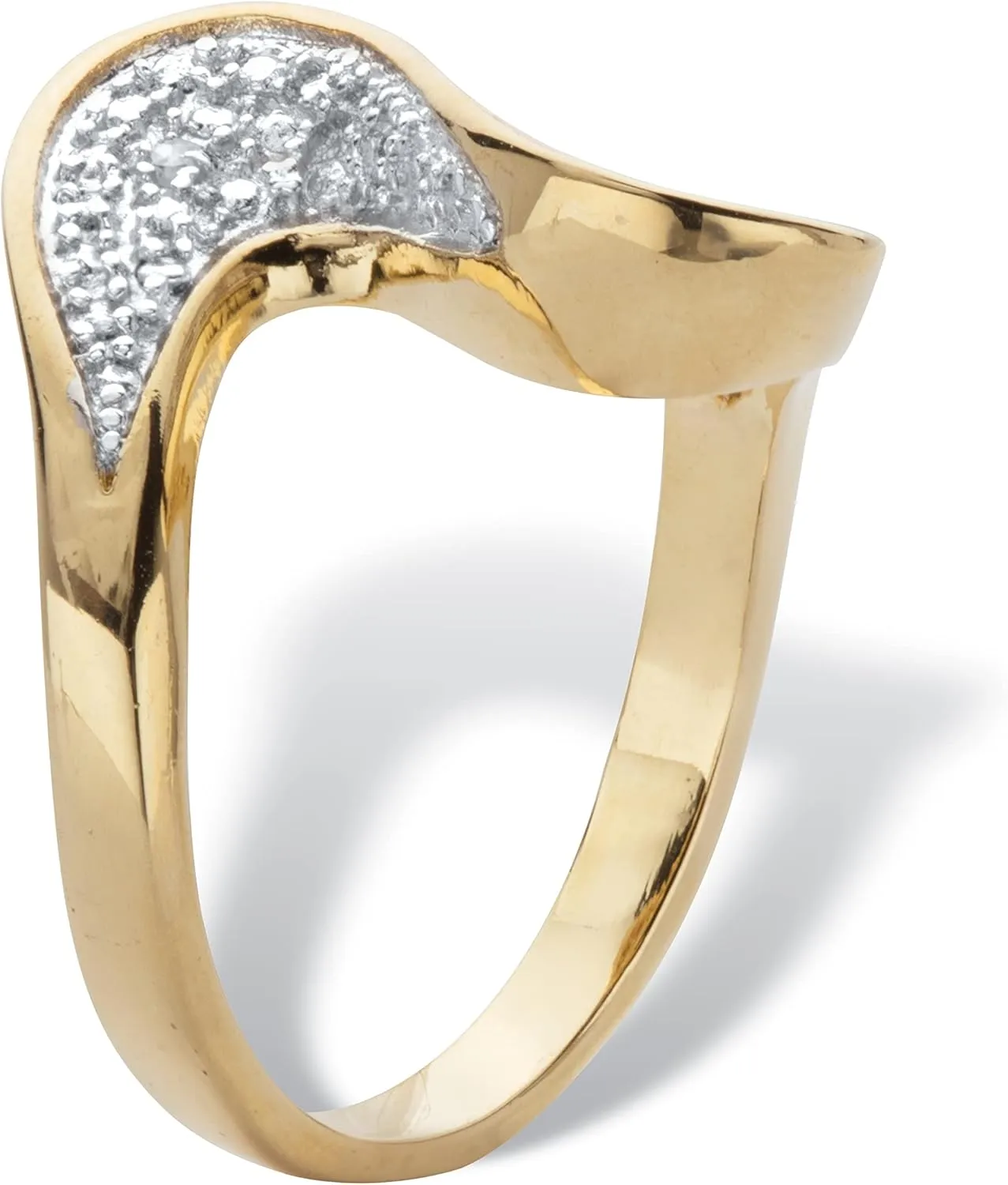 PalmBeach Yellow Gold-plated Genuine Diamond Accent Freeform Bypass Ring Sizes 6-10