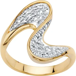 PalmBeach Yellow Gold-plated Genuine Diamond Accent Freeform Bypass Ring Sizes 6-10