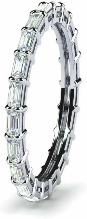 Pankaj-Store 2.20ct Emerald Cut Lab Created Diamond Sterling Silver 925 Full Eternity Wedding Band Ring, 14K White Gold Finish