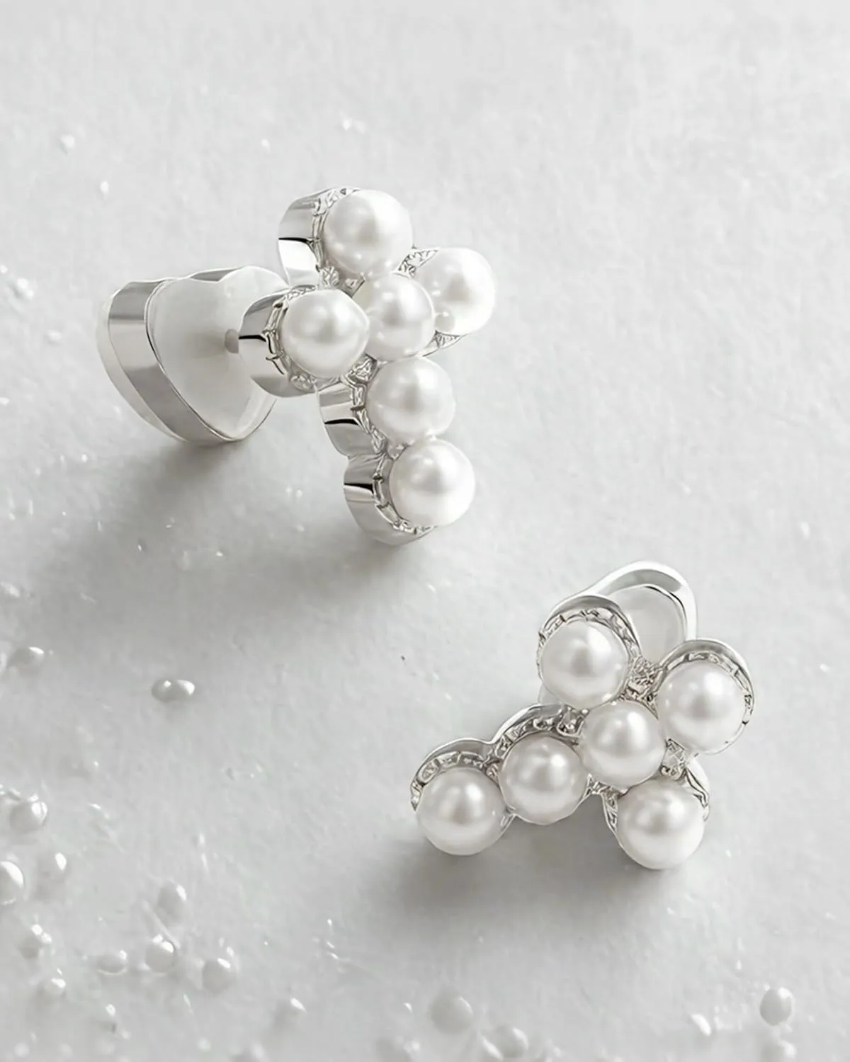PANSTAR Cross Pearl Earrings for Women - Small Gold Studs, Elegant and Hypoallergenic - Gifts for Women