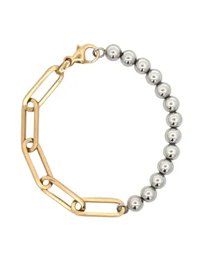 Paperclip Beaded Ball Bracelet 14K