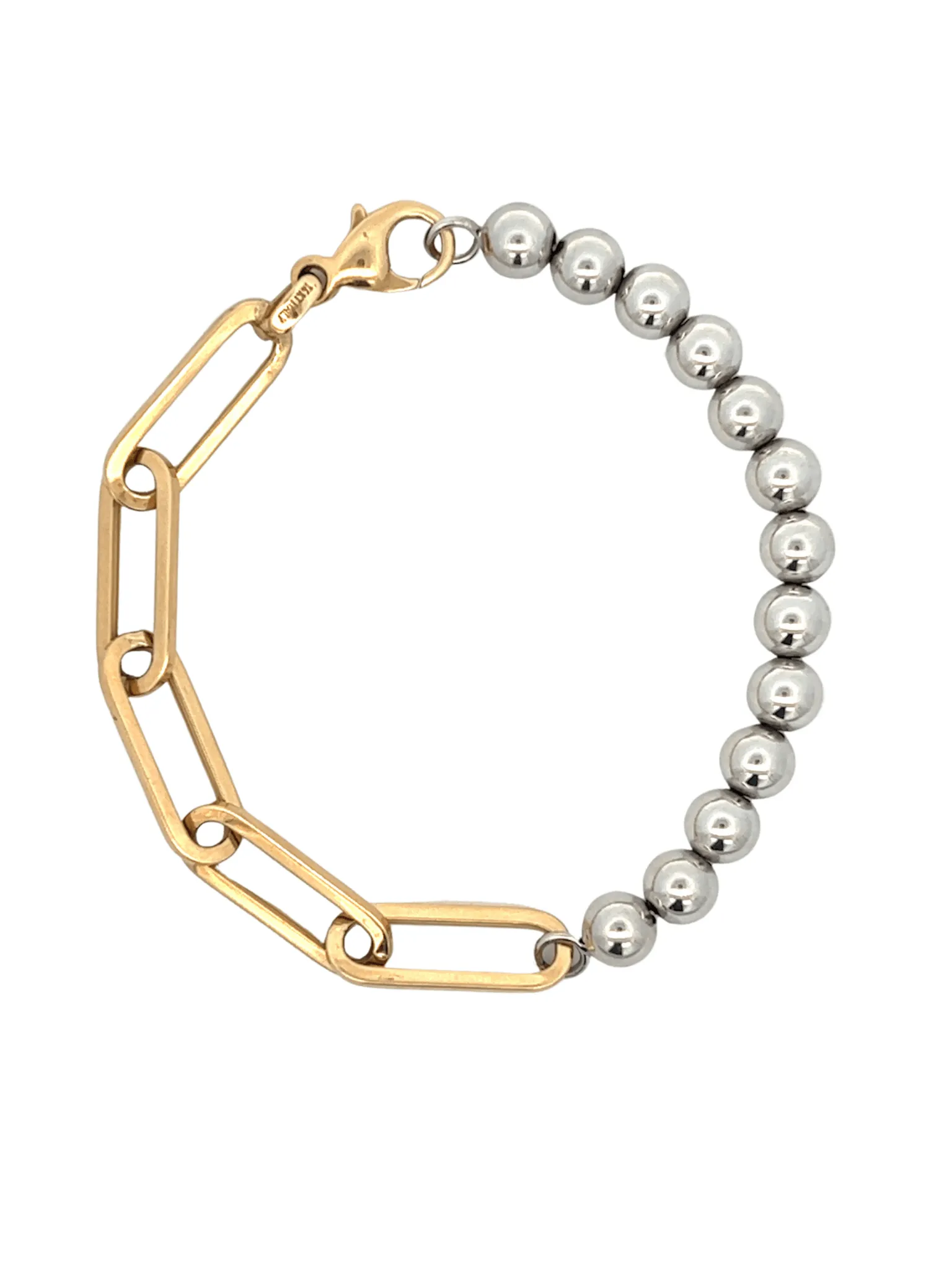 Paperclip Beaded Ball Bracelet 14K