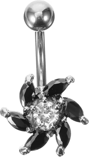 PartyKindom Stylish Zircon Belly Button Ring Stainless Steel Navel Jewelry Shiny Belly Ring for Piercing