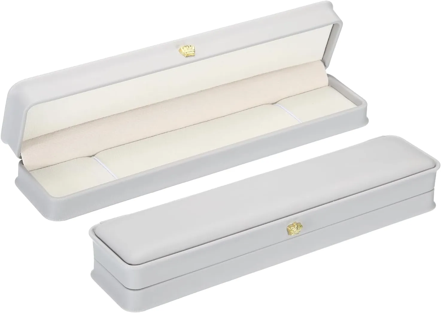 PATIKIL Velvet Necklace Box, 2 Pack Long Chain Box Vintage Jewelry Holder for Wedding Engagement Proposal Ceremony Anniversary Style 4, Gray