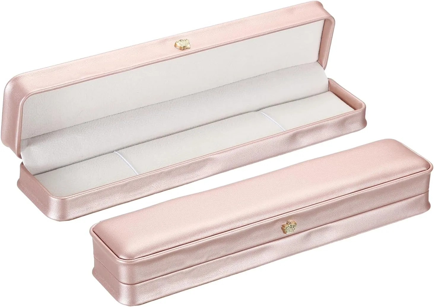 PATIKIL Velvet Necklace Box, 2 Pack Long Chain Box Vintage Jewelry Holder for Wedding Engagement Proposal Ceremony Anniversary Style 4, Rose Gold