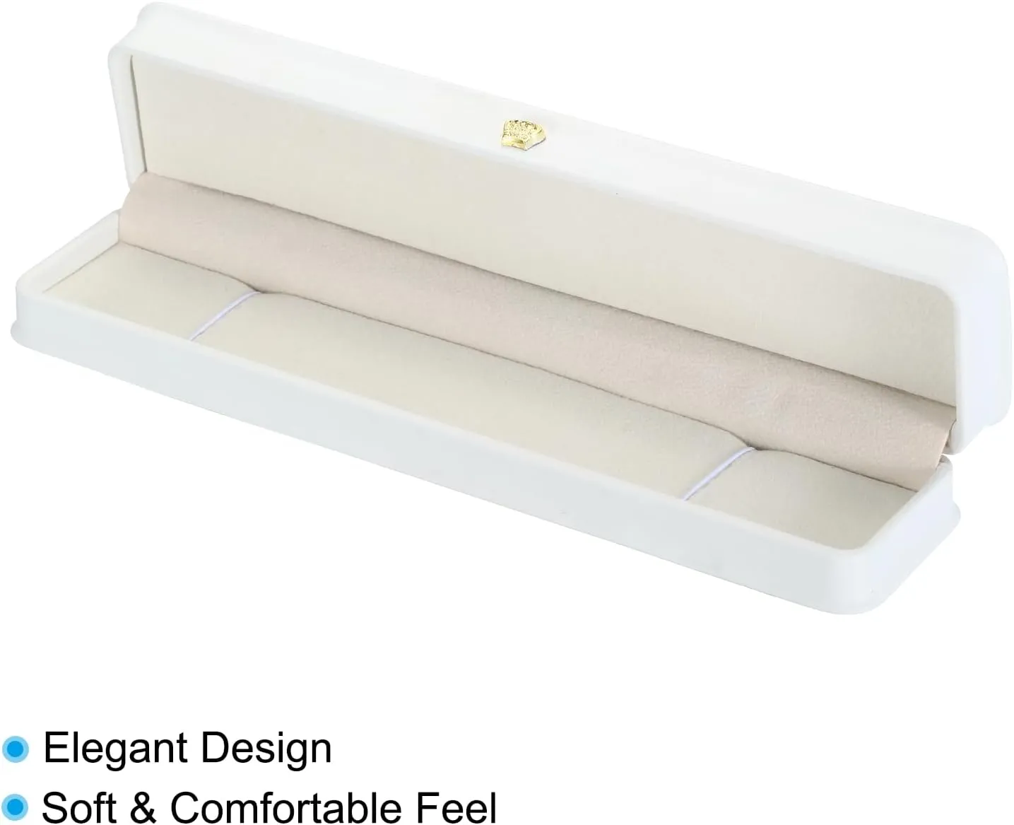 PATIKIL Velvet Necklace Box, 2 Pack Long Chain Box Vintage Jewelry Holder for Wedding Engagement Proposal Ceremony Anniversary Style 4, White