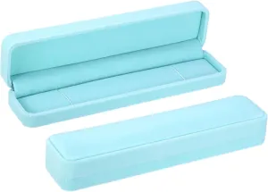 PATIKIL Velvet Necklace Box, 2 Pack Single Slot Long Chain Box Vintage Jewelry Holder for Wedding Engagement Proposal Ceremony Anniversary Style 2, Blue