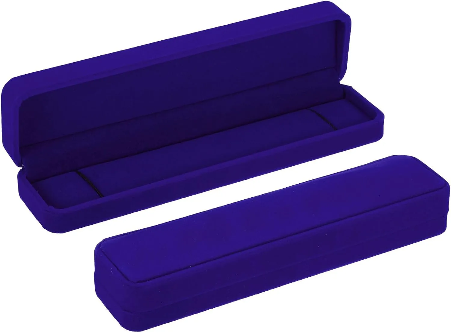 PATIKIL Velvet Necklace Box, 2 Pack Single Slot Long Chain Box Vintage Jewelry Holder for Wedding Engagement Proposal Ceremony Anniversary Style 2, Purple