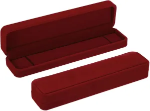 PATIKIL Velvet Necklace Box, 2 Pack Single Slot Long Chain Box Vintage Jewelry Holder for Wedding Engagement Proposal Ceremony Anniversary Style 2, Red
