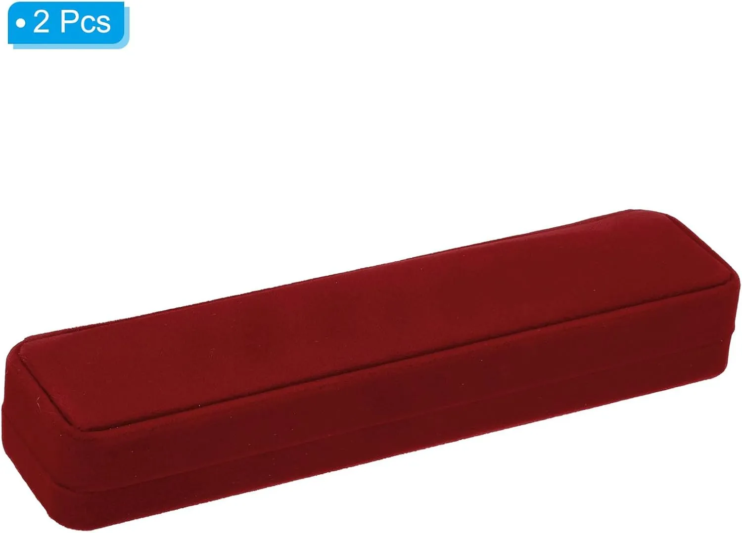 PATIKIL Velvet Necklace Box, 2 Pack Single Slot Long Chain Box Vintage Jewelry Holder for Wedding Engagement Proposal Ceremony Anniversary Style 2, Red