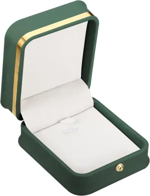 PATIKIL Velvet Necklace Box, Single Slot Vintage Jewelry Holder for Wedding Engagement Proposal Ceremony Anniversary Style 3, Dark Green