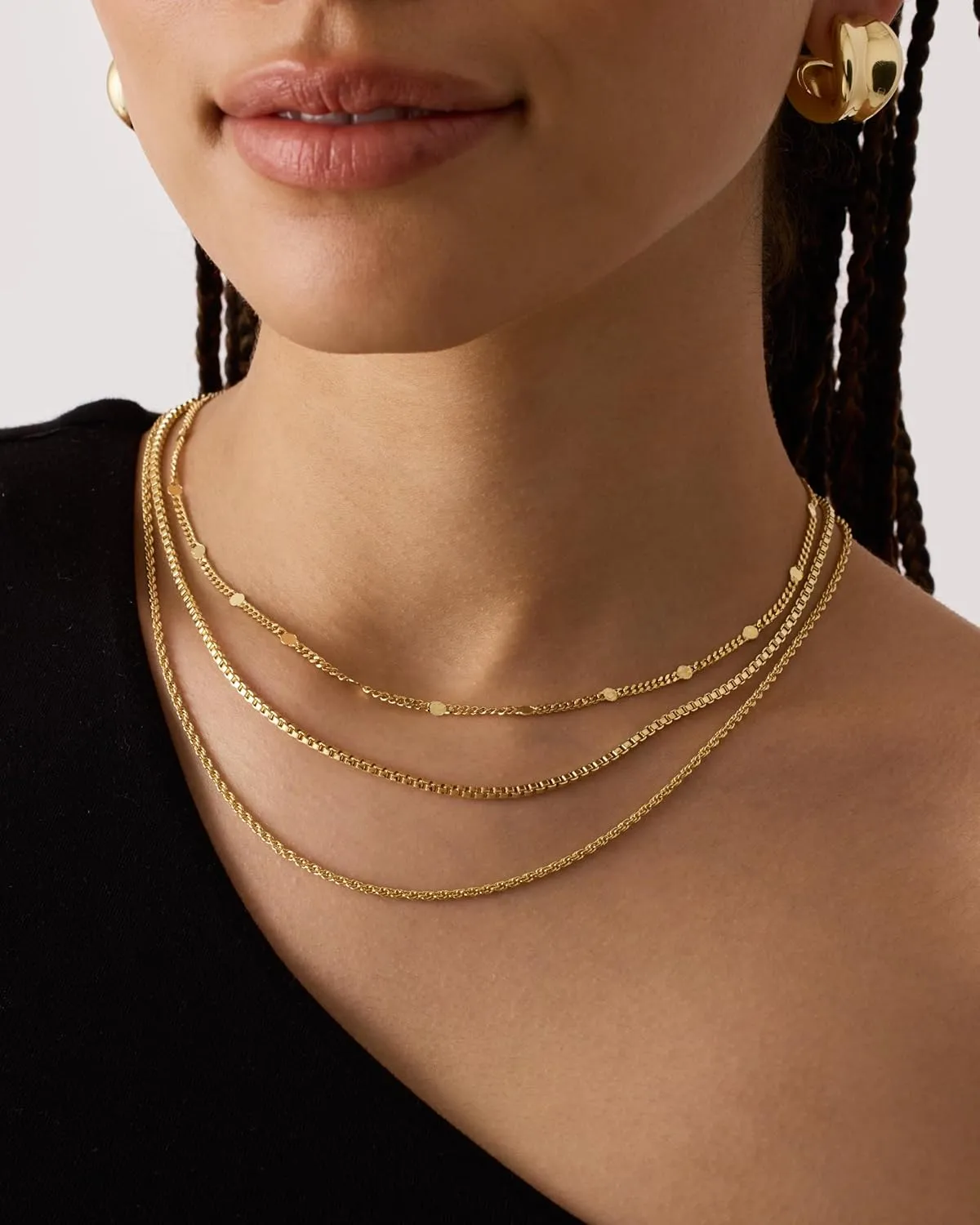 PAVOI 14K Gold Plated Dainty Layering Necklaces for Women | Snake Chain, Curb Link, Paperclip Layered Chains | Trendy Layering Necklace