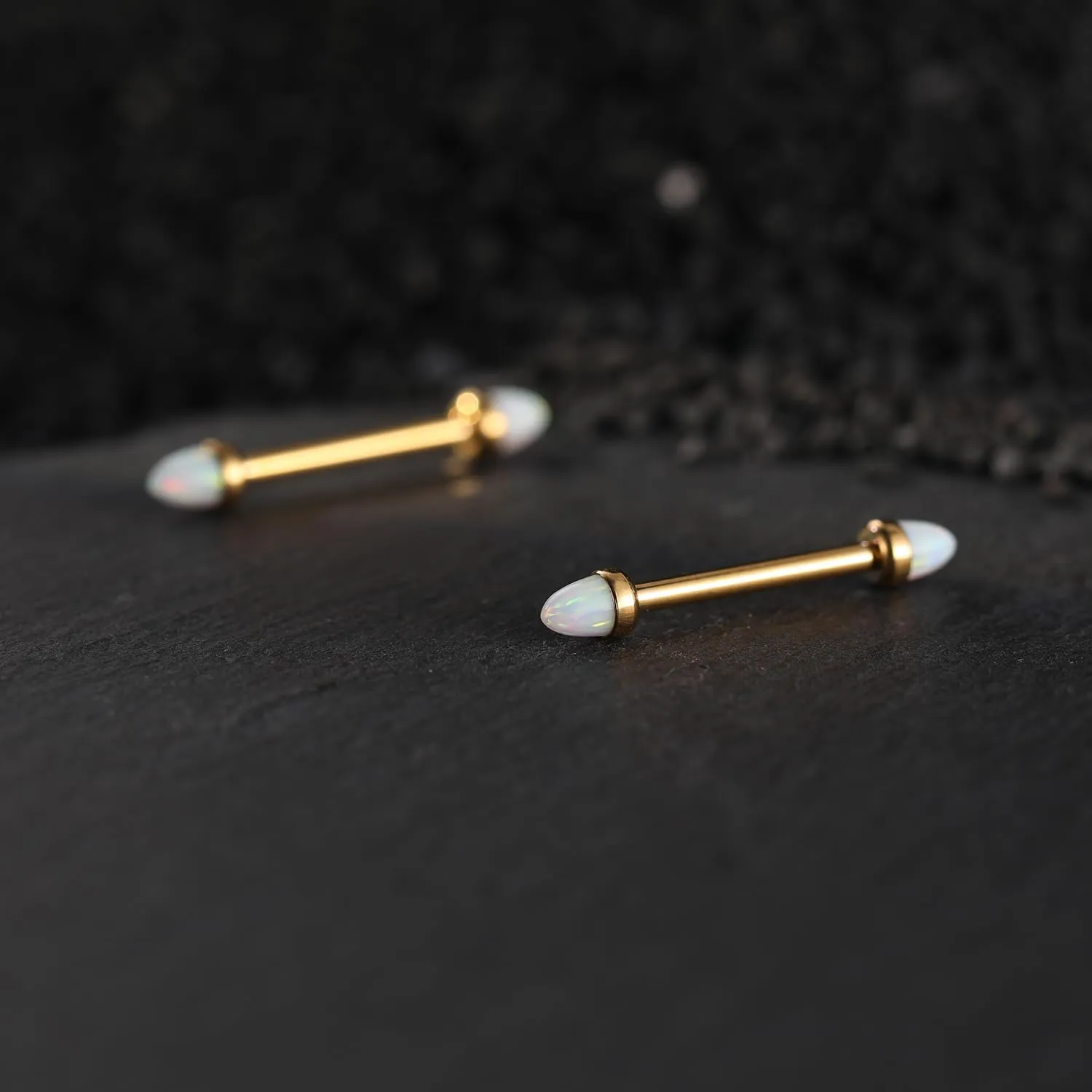 PEAKLINK 14G Titanium Nipple Rings & Barbell - CZ Opal Bridge Piercing Jewelry - Straight Internally Threaded - 12-18mm