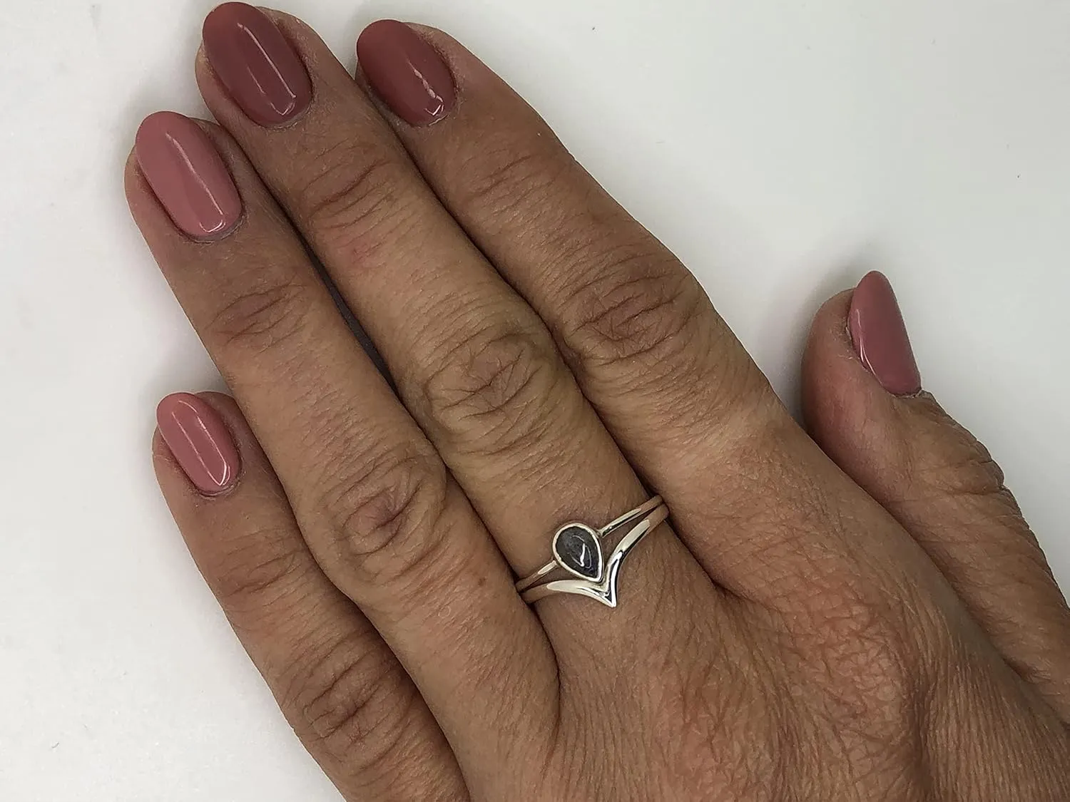 Pear Labradorite Delicate Ring- 925 Sterling Silver - Ethnic Boho Chic Hand Made Jewelry - Fashionable And Stylish For Women -Us Size 5-10