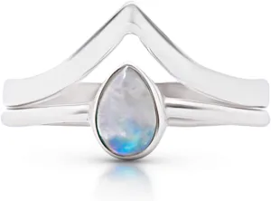 Pear Moonstone Delicate Ring- 925 Sterling Silver - Ethnic Boho Chic Hand Made Jewelry - Fashionable And Stylish For Women -Us Size 5-10