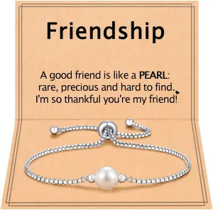 Pearl Bracelet Dainty Adjustable Bracelets Best Friend Friendship Gifts for Women