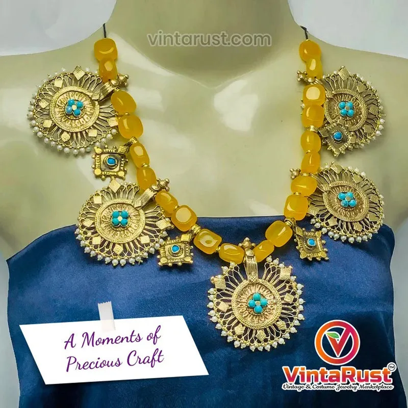 Pearls Stones Vintage Necklace