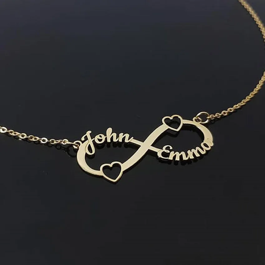 Personalized Heart Infinity Pendant Necklaces