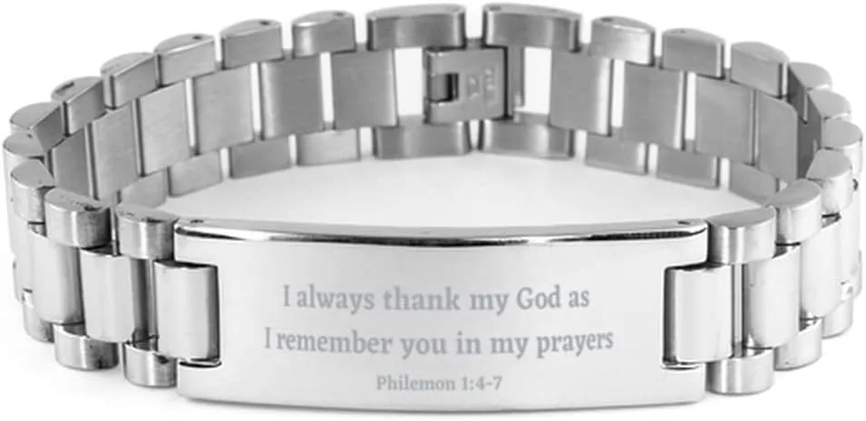 Philemon 1:4-7 Christian Bracelet,I Always Thank My God as I Remember You in My Prayers,Christian Gifts,Bible Verse Bracelets,Christian Woman or Teen,Ladder Bracelet