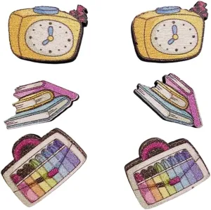 Pingyongchang 3 Pairs Teacher Stud Wood Earrings Cute Handmade Stationery Book Stapler Pencil Crayon Wooden Student Earrings for Women Back to School Jewelry Teacher Graduation Gift