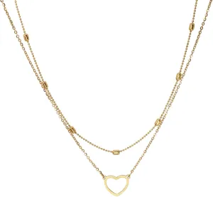 PINKRAY Layered Heart Sun Necklace Pendant Handmade 18k Gold Plated Choker Layering Long Necklace for Women Girls Gift