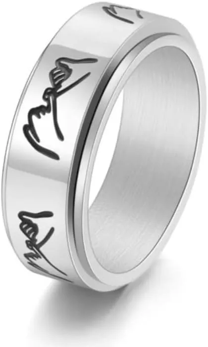 Pinky Pull Convention Spinner Stainless Steel Rings, Couple Rotatable ring, Anxiety Ring, Fidget Ring, Stress Relief Ring