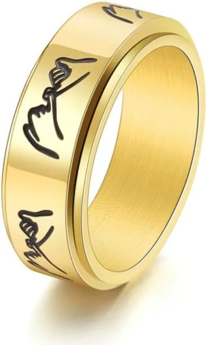 Pinky Pull Convention Spinner Stainless Steel Rings, Couple Rotatable ring, Anxiety Ring, Fidget Ring, Stress Relief Ring