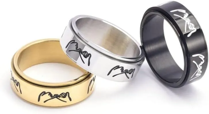 Pinky Pull Convention Spinner Stainless Steel Rings, Couple Rotatable ring, Anxiety Ring, Fidget Ring, Stress Relief Ring
