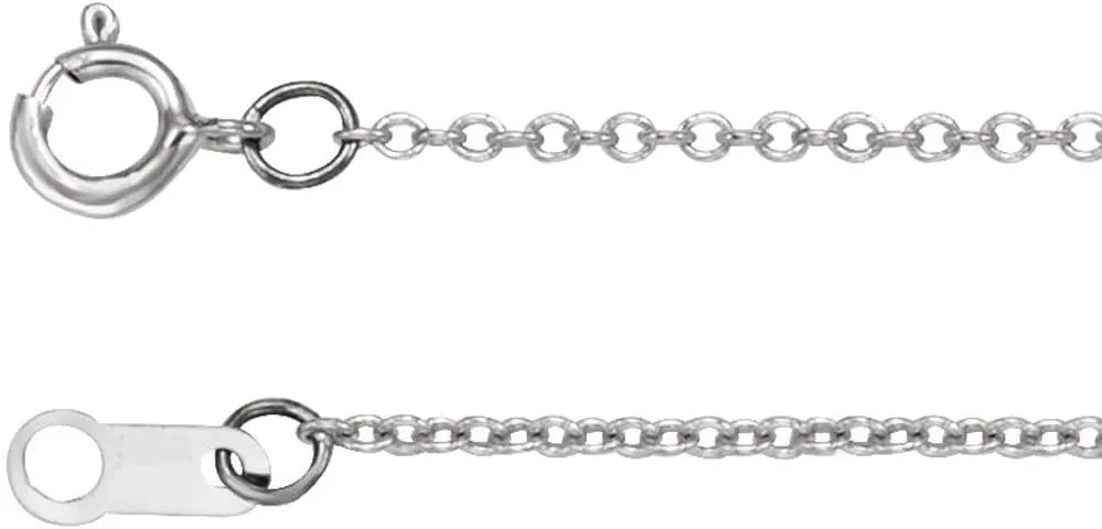 Platinum 1mm Solid Cable Chain Necklace with Spring Ring Fine Jewelry for Women Gifts for Her, 16"