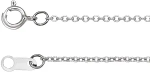Platinum 1mm Solid Cable Chain Necklace with Spring Ring Fine Jewelry for Women Gifts for Her, 16"