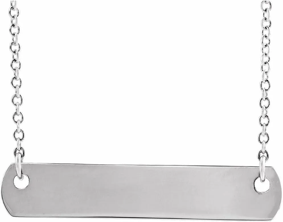 Platinum Bar Necklace Fine Jewelry for Women Gifts for Her (26x4.7mm), 18"