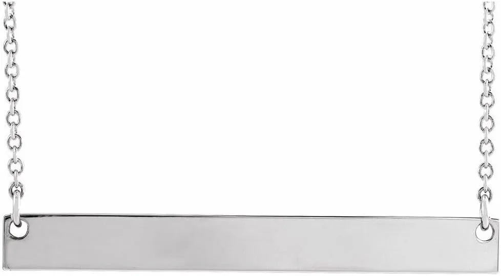 Platinum Bar Necklace Fine Jewelry for Women Gifts for Her (34x4mm), 16"