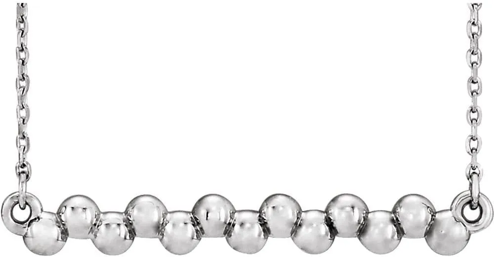 Platinum Beaded Bar Necklace Fine Jewelry for Women Gifts for Her (32x4.2mm), 16-18"
