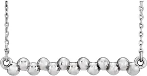 Platinum Beaded Bar Necklace Fine Jewelry for Women Gifts for Her (32x4.2mm), 16-18"