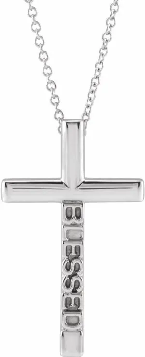 Platinum Blessed Religious Cross Necklace Fine Jewelry for Women Gifts for Her (25x15.05mm), 16-18"