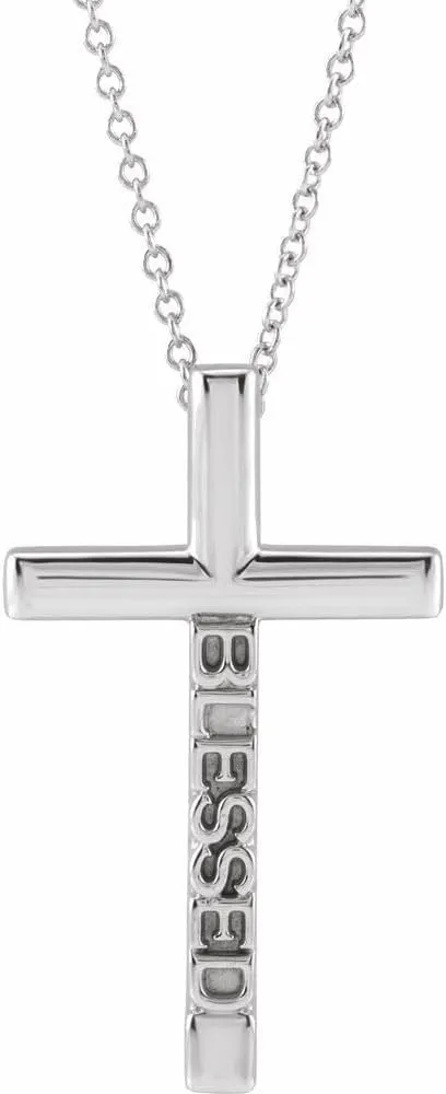 Platinum Blessed Religious Cross Necklace Fine Jewelry for Women Gifts for Her (25x15.05mm), 16-18"