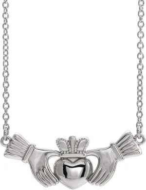 Platinum Claddagh Religious Necklace Fine Jewelry for Women Gifts for Her (23.3x9.3mm), 18"