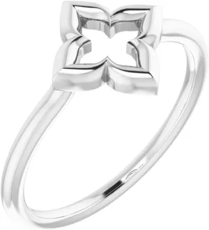 Platinum Clover Metal Fashion Ring Fine Jewelry For Women Gifts For Her, Size 7