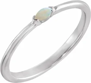 Platinum Ethiopian Opal Stackable Fashion Ring Fine Jewelry For Women Gifts For Her, Size 7