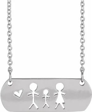 Platinum Father, Son, and Mother Stick Figure Family Necklace Fine Jewelry for Women Gifts for Her (21.5x8mm), 18" Platinum Father, Son, and Mother Stick Figure Family Necklace Fine Jewelry for Women Gifts for Her (21.5x8mm), 18"