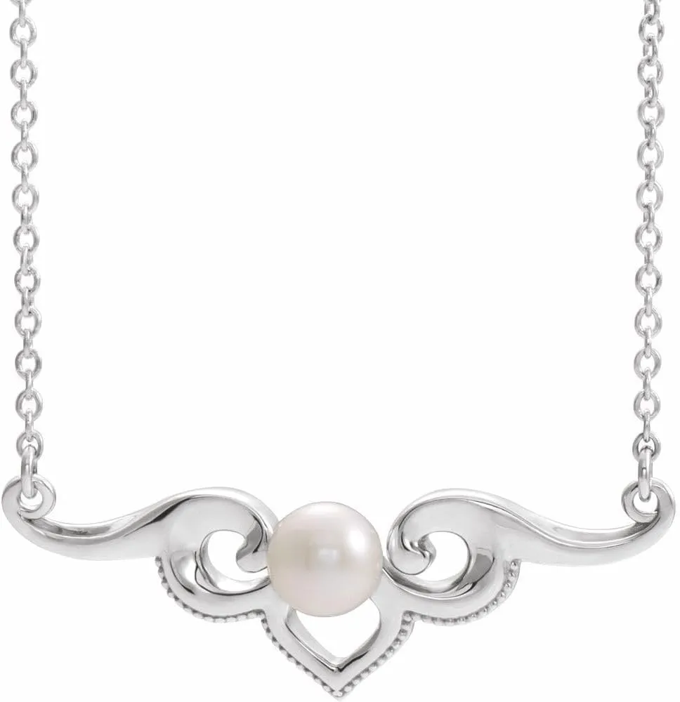 Platinum Freshwater Cultured Pearl Necklace Fine Jewelry for Women Gifts for Her (28.3x9.5mm), 16"