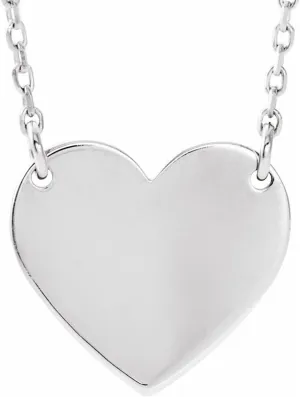 Platinum Heart Shape Geometric Necklace Fine Jewelry for Women Gifts for Her (18x16.4mm), 16-18"