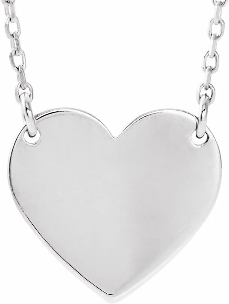 Platinum Heart Shape Geometric Necklace Fine Jewelry for Women Gifts for Her (18x16.4mm), 16-18"