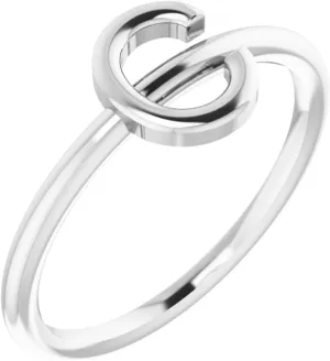 Platinum Initial C Metal Fashion Ring Fine Jewelry For Women Gifts For Her, Size 7