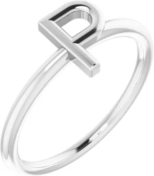 Platinum Initial P Metal Fashion Ring Fine Jewelry For Women Gifts For Her, Size 7