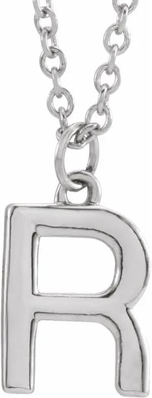 Platinum Initial R Dangle Necklace Fine Jewelry for Women Gifts for Her (9.5x6.2mm), 18"