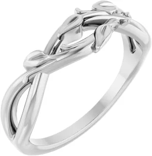 Platinum Intertwined Leaf Metal Fashion Ring Fine Jewelry For Women Gifts For Her, Size 7